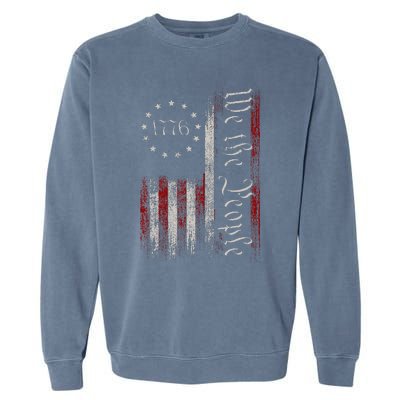 Old American Flag Patriotic 1776 We The People Usa Garment-Dyed Sweatshirt