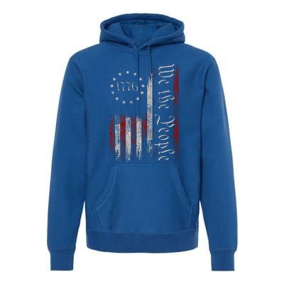 Old American Flag Patriotic 1776 We The People Usa Premium Hoodie