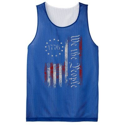 Old American Flag Patriotic 1776 We The People Usa Mesh Reversible Basketball Jersey Tank