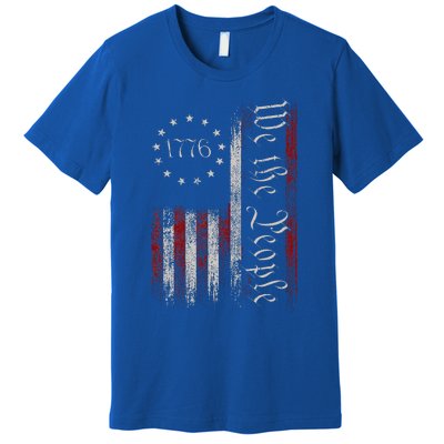 Old American Flag Patriotic 1776 We The People Usa Premium T-Shirt