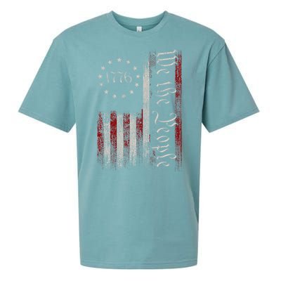 Old American Flag Patriotic 1776 We The People Usa Sueded Cloud Jersey T-Shirt