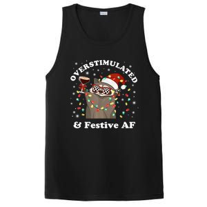 Overstimulated And Festive Af Raccoon Christmas Martini Bow Gift PosiCharge Competitor Tank