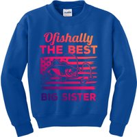 Ofishally American Flag Older Sister Fishing Big Sis Cute Gift Kids Sweatshirt