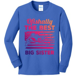 Ofishally American Flag Older Sister Fishing Big Sis Cute Gift Kids Long Sleeve Shirt