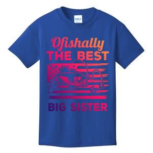 Ofishally American Flag Older Sister Fishing Big Sis Cute Gift Kids T-Shirt