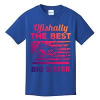 Ofishally American Flag Older Sister Fishing Big Sis Cute Gift Kids T-Shirt