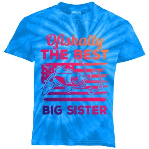 Ofishally American Flag Older Sister Fishing Big Sis Cute Gift Kids Tie-Dye T-Shirt