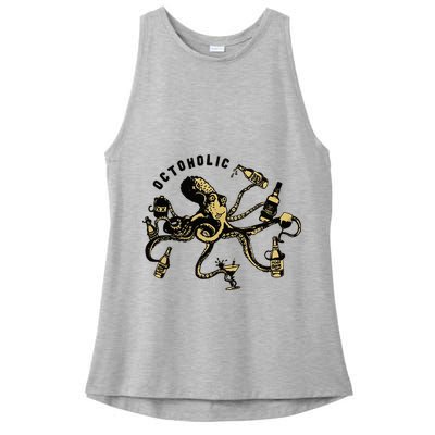 Octoholic Alcoholic Funny Beer And Octopus Ladies PosiCharge Tri-Blend Wicking Tank