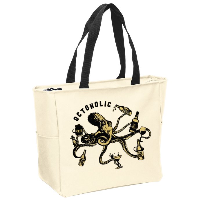 Octoholic Alcoholic Funny Beer And Octopus Zip Tote Bag