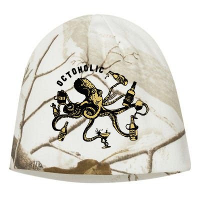 Octoholic Alcoholic Funny Beer And Octopus Kati - Camo Knit Beanie