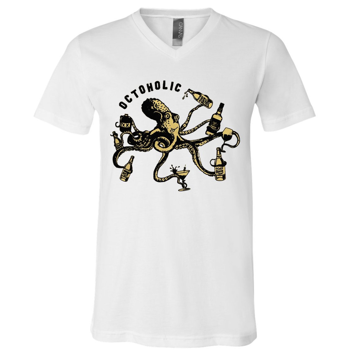 Octoholic Alcoholic Funny Beer And Octopus V-Neck T-Shirt