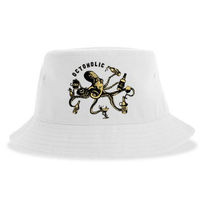 Octoholic Alcoholic Funny Beer And Octopus Sustainable Bucket Hat