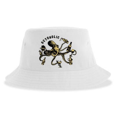 Octoholic Alcoholic Funny Beer And Octopus Sustainable Bucket Hat