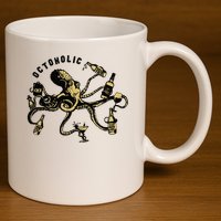 Octoholic Alcoholic Funny Beer And Octopus 11oz C Handle Ceramic Mug