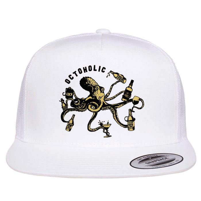 Octoholic Alcoholic Funny Beer And Octopus Flat Bill Trucker Hat