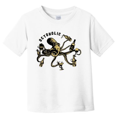 Octoholic Alcoholic Funny Beer And Octopus Toddler T-Shirt