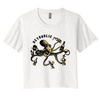 Octoholic Alcoholic Funny Beer And Octopus Women's Crop Top Tee