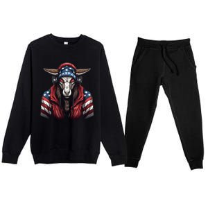 Oryx American Flag USA Tee 4th July Gifts Graphic Tees Premium Crewneck Sweatsuit Set