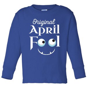 Original April Fool Face Funny April Fool's Day Birthday Cool Gift Toddler Long Sleeve Shirt