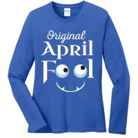 Original April Fool Face Funny April Fool's Day Birthday Cool Gift Ladies Long Sleeve Shirt