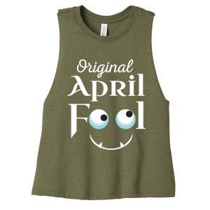 Original April Fool Face Funny April Fool's Day Birthday Cool Gift Women's Racerback Cropped Tank