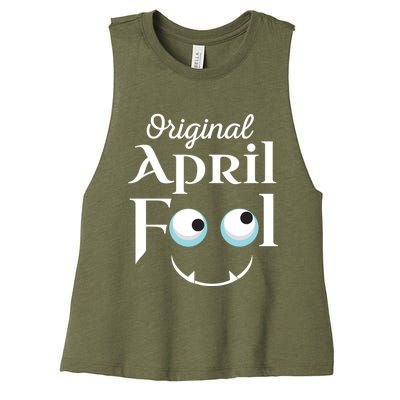 Original April Fool Face Funny April Fool's Day Birthday Cool Gift Women's Racerback Cropped Tank