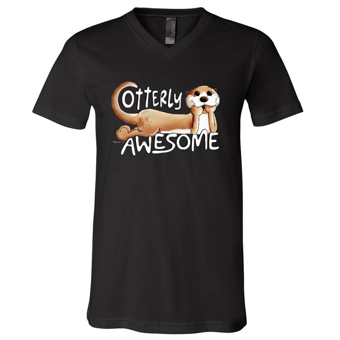 Otterly Awesome For Sea Otter Lover V-Neck T-Shirt