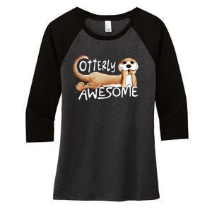 Otterly Awesome For Sea Otter Lover Women's Tri-Blend 3/4-Sleeve Raglan Shirt