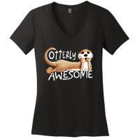 Otterly Awesome For Sea Otter Lover Women's V-Neck T-Shirt