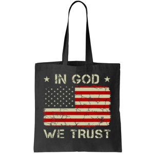 Old American Flag In God We Trust Christian Tote Bag