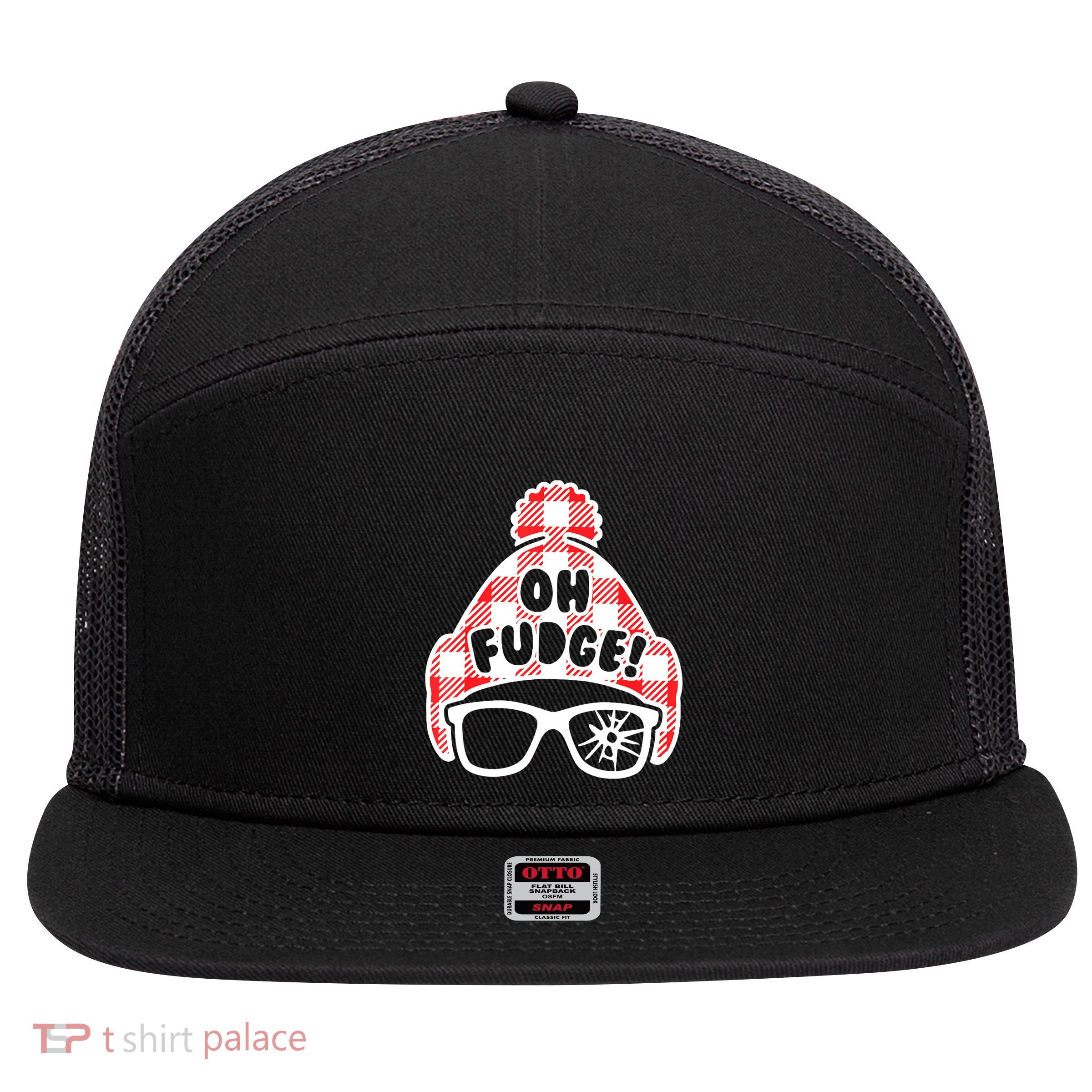 Oh A Fudge Funny Christmas Saying Vintage Xmas Santa Hat 7 Panel Mesh Trucker Snapback Hat