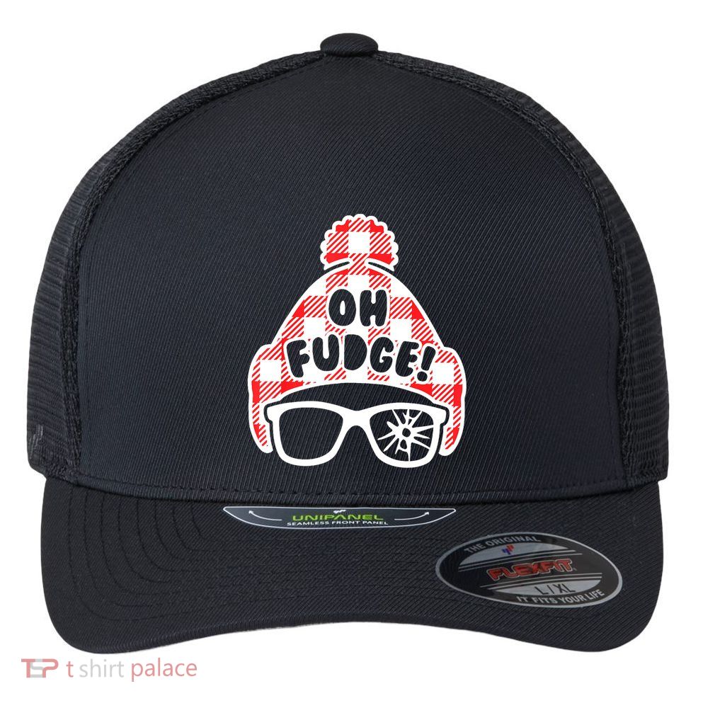 Oh A Fudge Funny Christmas Saying Vintage Xmas Santa Hat Flexfit Unipanel Trucker Cap