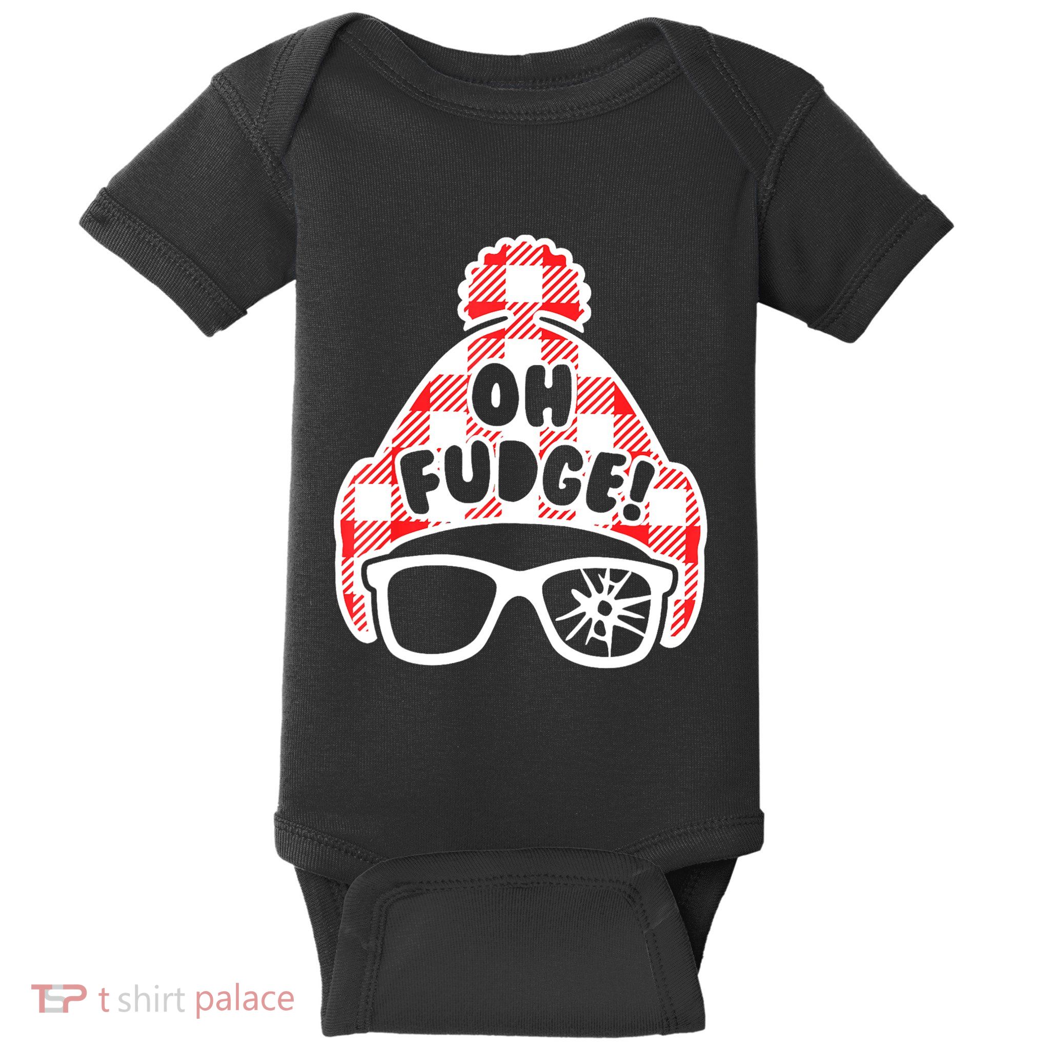 Oh A Fudge Funny Christmas Saying Vintage Xmas Santa Hat Baby Bodysuit