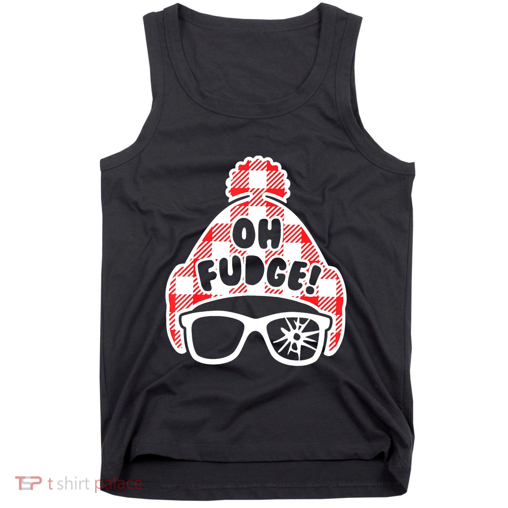 Oh A Fudge Funny Christmas Saying Vintage Xmas Santa Hat Tank Top