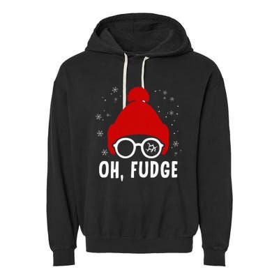 Oh A Fudge Funny Christmas Saying Vintage Xmas Santa Hat Garment-Dyed Fleece Hoodie