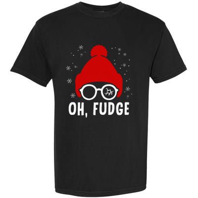 Oh A Fudge Funny Christmas Saying Vintage Xmas Santa Hat Garment-Dyed Heavyweight T-Shirt