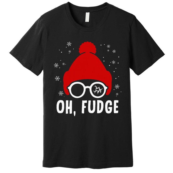 Oh A Fudge Funny Christmas Saying Vintage Xmas Santa Hat Premium T-Shirt