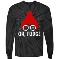 Oh A Fudge Funny Christmas Saying Vintage Xmas Santa Hat Tie-Dye Long Sleeve Shirt