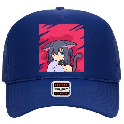 Otaku Anime Gamer Gift High Crown Mesh Back Trucker Hat