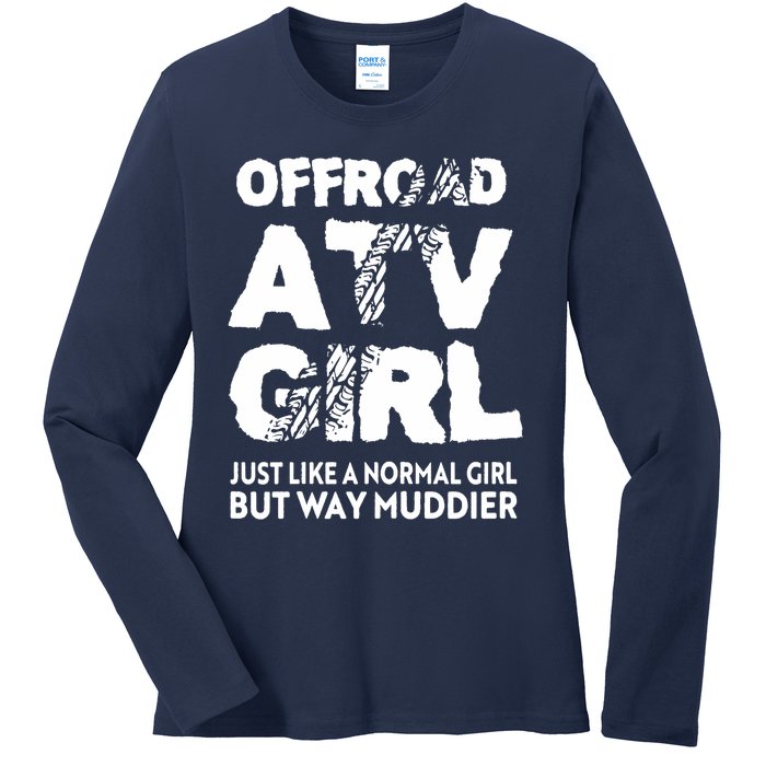 OffRoad ATV Girl Funny Quad 4Wheeling Girls Ladies Long Sleeve Shirt