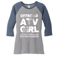 OffRoad ATV Girl Funny Quad 4Wheeling Girls Women's Tri-Blend 3/4-Sleeve Raglan Shirt