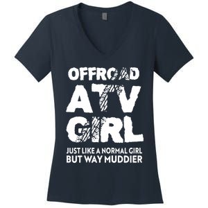 OffRoad ATV Girl Funny Quad 4Wheeling Girls Women's V-Neck T-Shirt