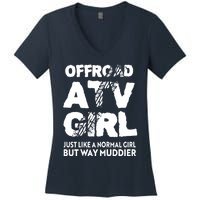 OffRoad ATV Girl Funny Quad 4Wheeling Girls Women's V-Neck T-Shirt