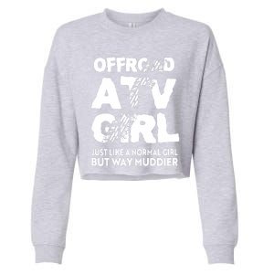 OffRoad ATV Girl Funny Quad 4Wheeling Girls Cropped Pullover Crew