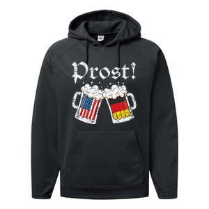 Oktoberfest American German Flag Beer Prost Performance Fleece Hoodie