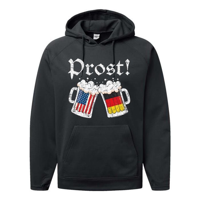 Oktoberfest American German Flag Beer Prost Performance Fleece Hoodie