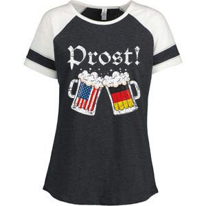 Oktoberfest American German Flag Beer Prost Enza Ladies Jersey Colorblock Tee