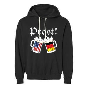 Oktoberfest American German Flag Beer Prost Garment-Dyed Fleece Hoodie