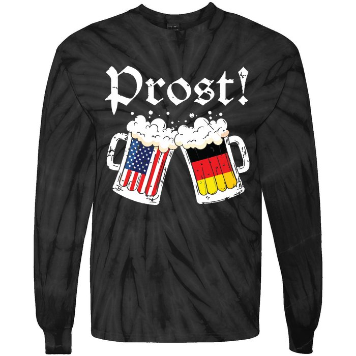 Oktoberfest American German Flag Beer Prost Tie-Dye Long Sleeve Shirt