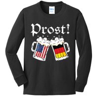 Oktoberfest American German Flag Beer Prost Kids Long Sleeve Shirt